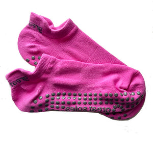Emery Tab Back Grip Sock - Pink/Grey