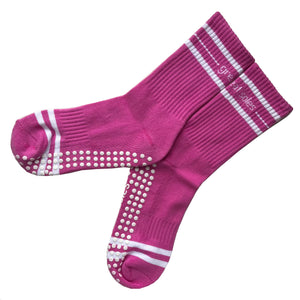 Jess Crew Grip Sock - Pink/White