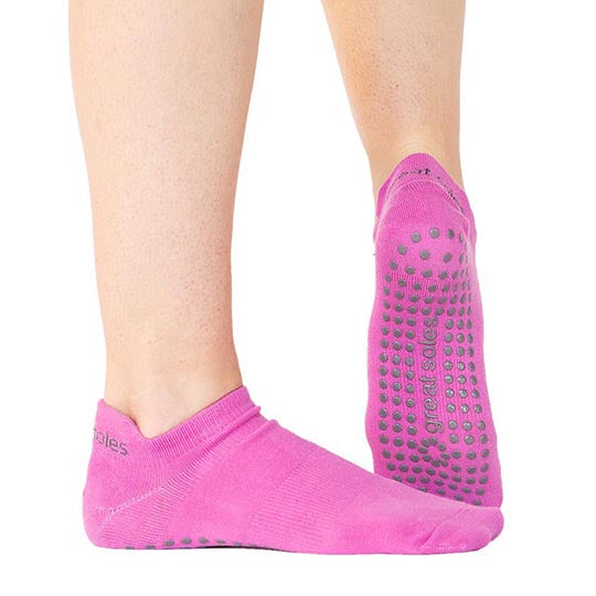 great soles emory pink grey grip sock for pilates yoga and home