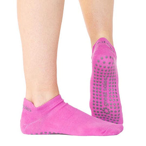 Emery Tab Back Grip Sock - Pink/Grey