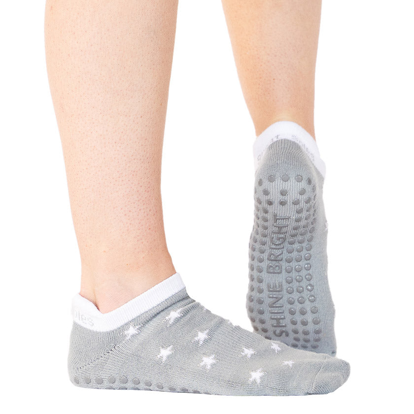 Lucy Tab Back Grip Sock - Stars White