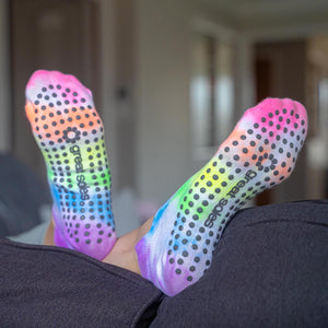 Avery Neon Multi Colored Tie Dyed Non-Slip Sport Grip Sock for Pilate, Barre, and at home