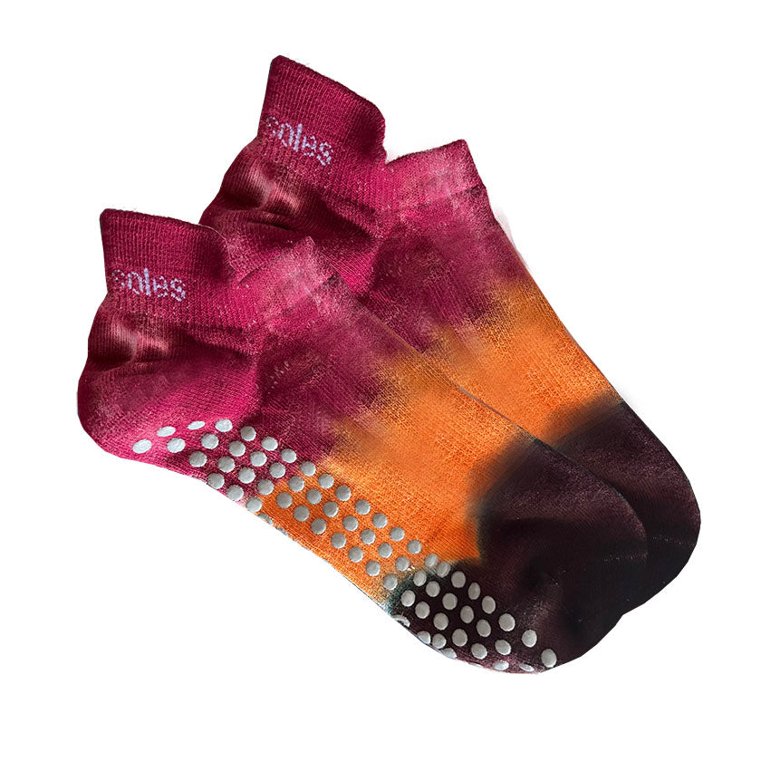 Avery fall foliage tie dye non-slip grippy sock pilates, barre and stretch class