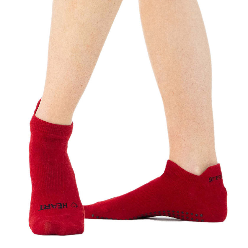Emory in red heart and soul  non slip grip sport sock for pilates,yoga and at home