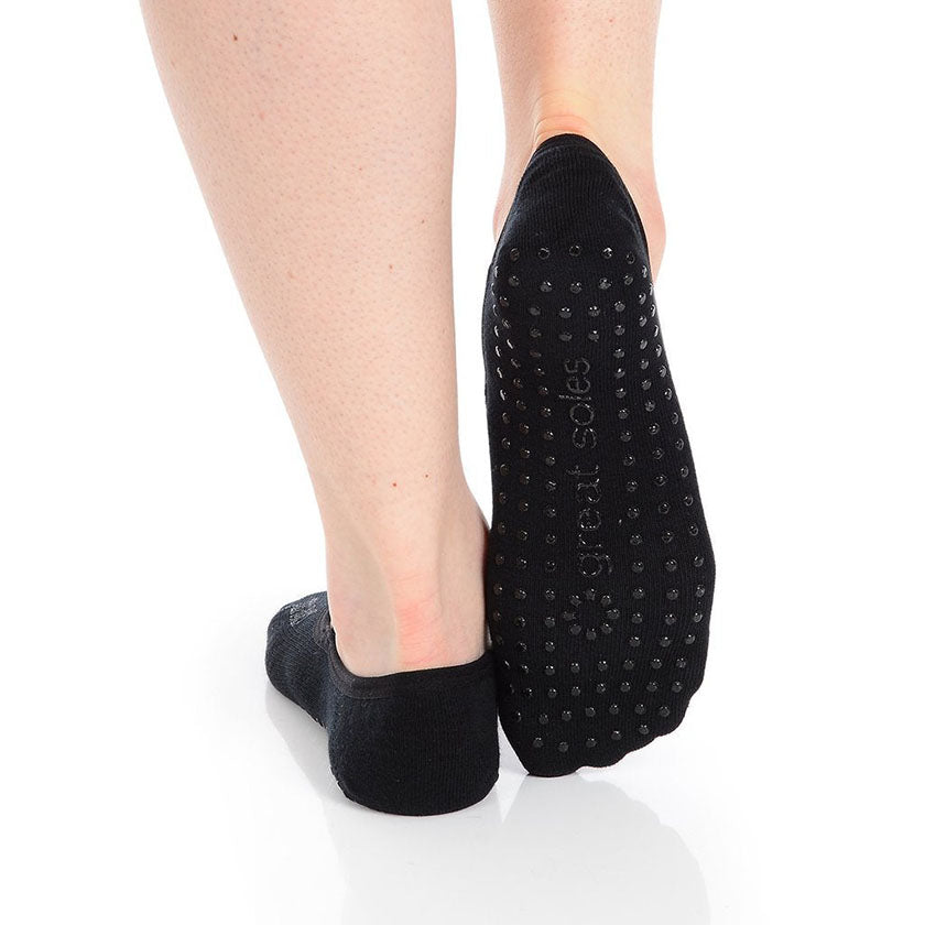 Black/Black Grip Sock Ballet Style - Great Soles