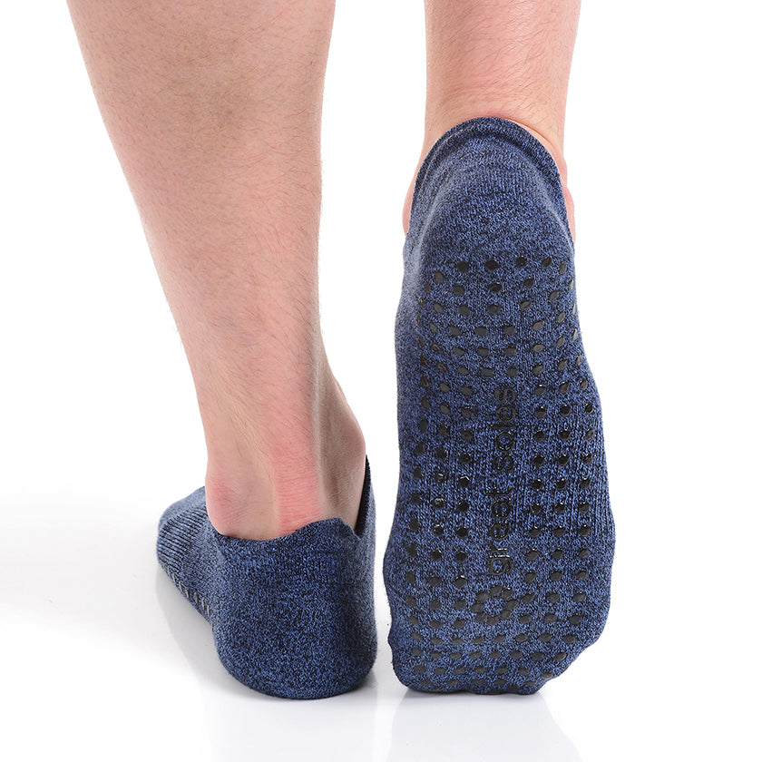     Riley sport black and blue tab-back grip-sock for pilates,barre and cycling