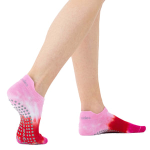 Avery Tie Dyed Tab Back Grip Sock - Rose