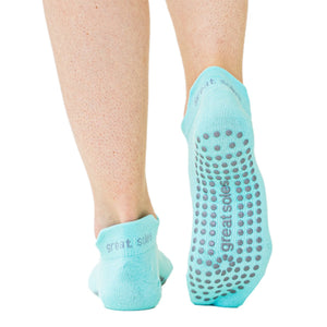 Emery Tab Back Grip Sock - Aqua/Grey ML