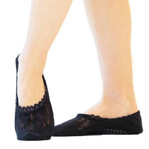 Eva Lace Grip Sock - Black Lace
