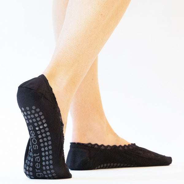 Eva Lace Grip Sock - Black Lace - Great Soles