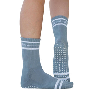 Jess Crew Grip Sock - White/Grey