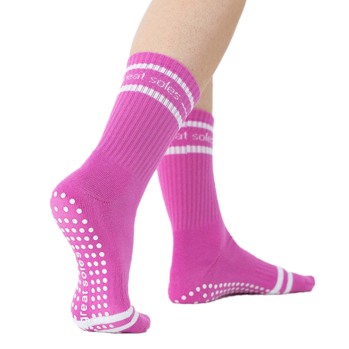 Women's For Bare Feet Louisville Cardinals Pretty in Pink Crew Socks