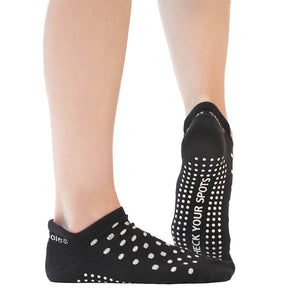 Lucy Dot Tab Back Grip Sock - Black White