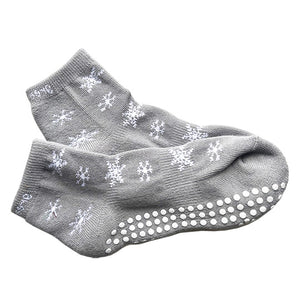 Snowflake Short Crew Grip Sock  Grey/White