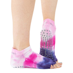 Zoe Half Toe Grip Sock - Dahlia/Grey