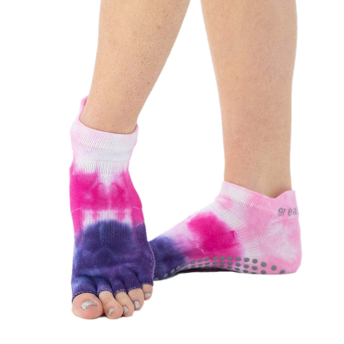 Zoe Half Toe Grip Sock - Dahlia/Grey