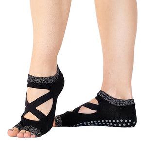 tabi half toe non-slip grip sock for yoga pilates and barre