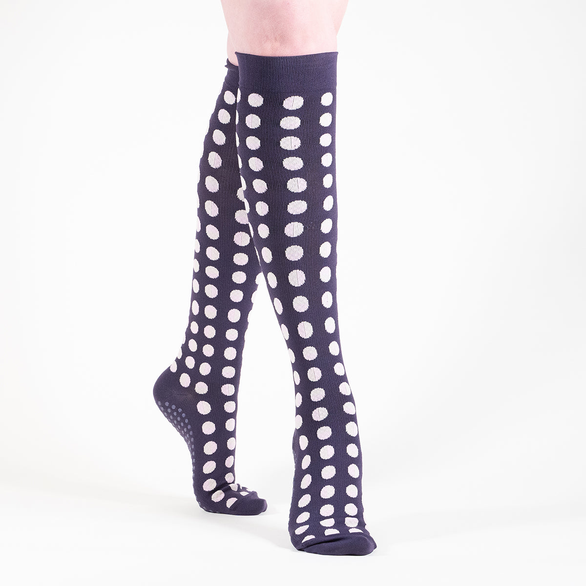 Kiley Compression Knee High Grip Sock - Purple/Dot