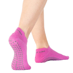 great soles emory pink grey grip sock for pilates yoga and  running